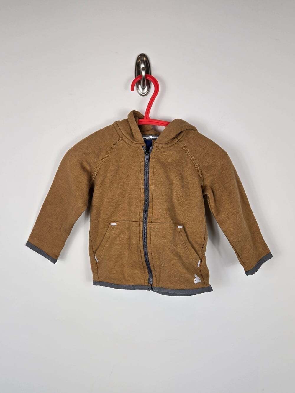 GapFit Baby 6-12M Brown Zip Hoodie Cotton Full Zip Activewear Jacket - Picture 2 of 6